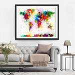 Carte du Monde d'Art Abstrait Broderie Diamant