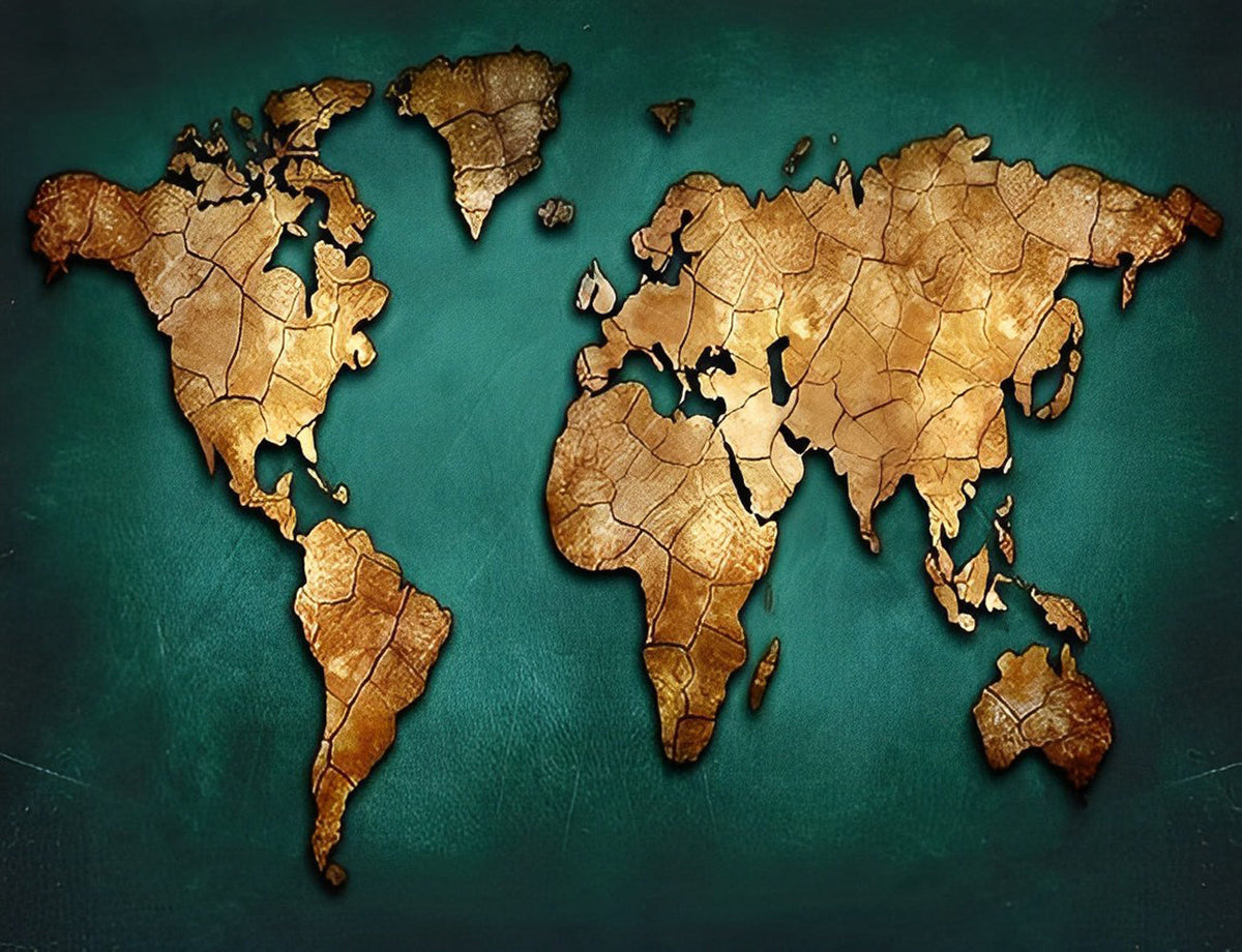 Carte du Monde de Papier kraft Broderie Diamant