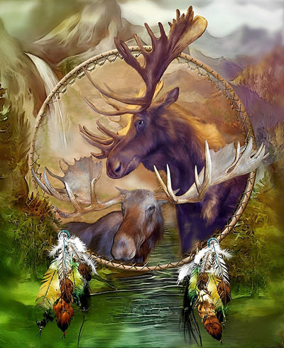 Cerf Capteur de Rêves Broderie Diamant