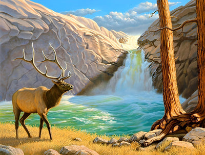 Cerf et Chute Broderie Diamant
