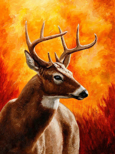 Cerf et Flamme Rouge Broderie Diamant