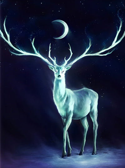 Cerf et la Lune Broderie Diamant