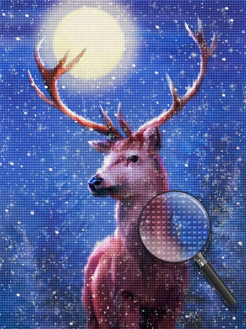 Cerf et la Lune Claire Broderie Diamant