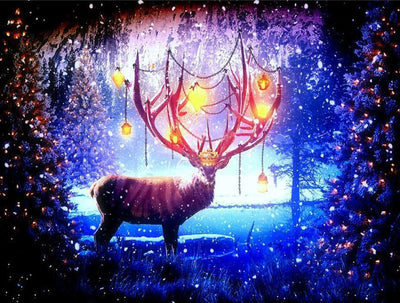 Cerf et Lanternes Broderie Diamant