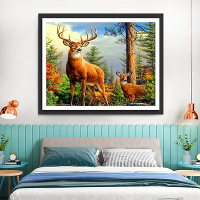 Cerf et Son Faon Broderie Diamant