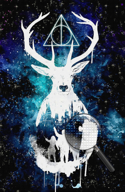 Cerf Lumineux et Trois Personnes Broderie Diamant