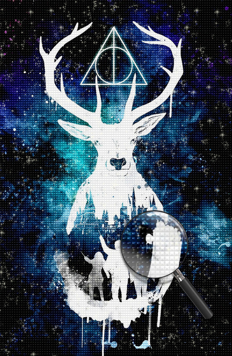 Cerf Lumineux et Trois Personnes Broderie Diamant