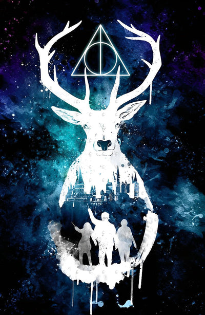 Cerf Lumineux et Trois Personnes Broderie Diamant