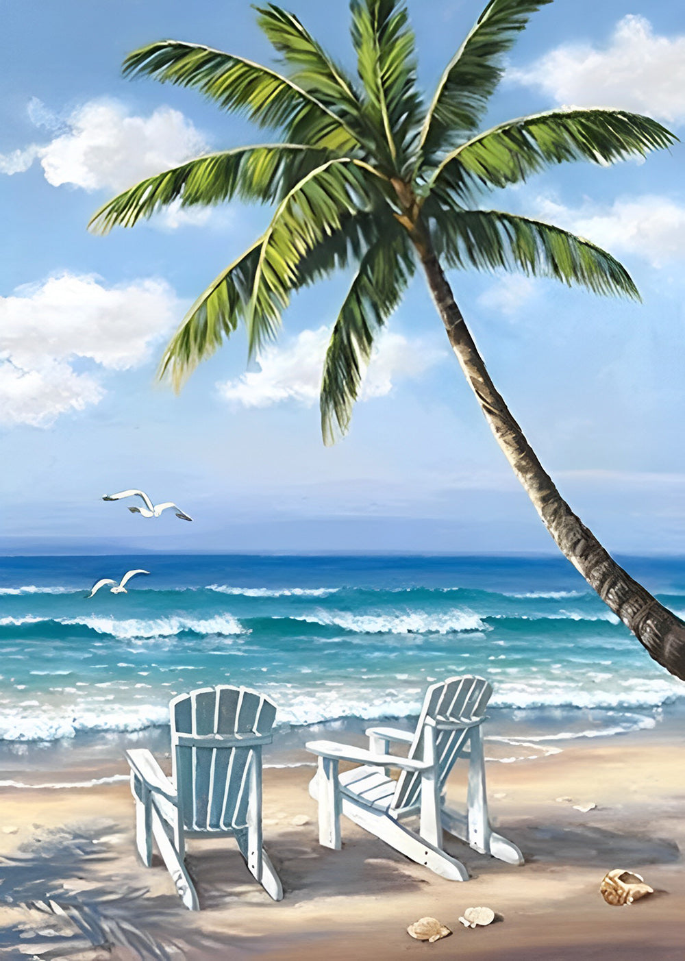 Chaises Transats et Cocotier Broderie Diamant