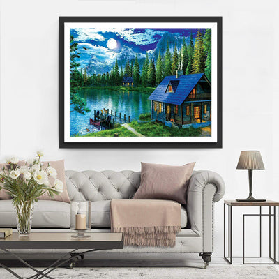 Chalet au Bord de Lac Broderie Diamant