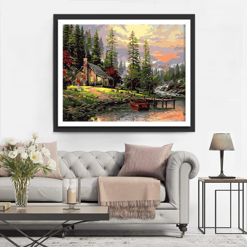 Chalet au Bord du Ruisseau Broderie Diamant