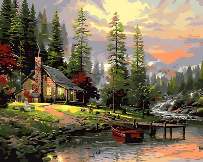 Chalet au Bord du Ruisseau Broderie Diamant