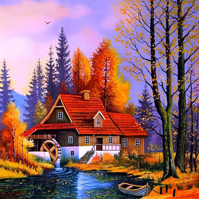 Chalet d'Automne Broderie Diamant