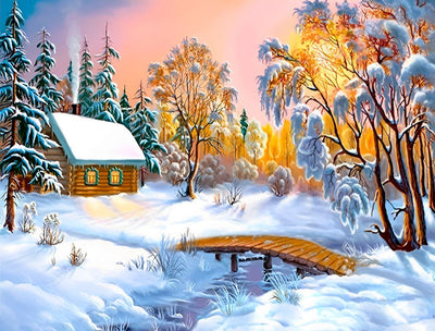 Chalet dans la Forêt Broderie Diamant