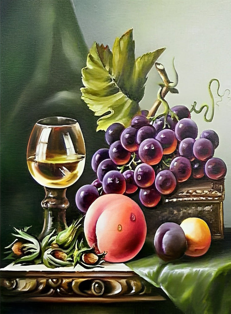 Champagne et Fruits Broderie Diamant