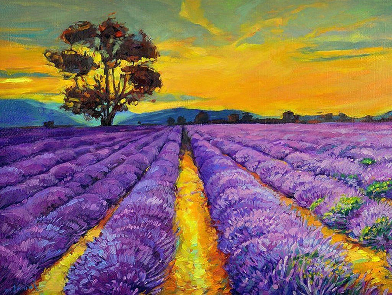 Champs de Lavande Broderie Diamant