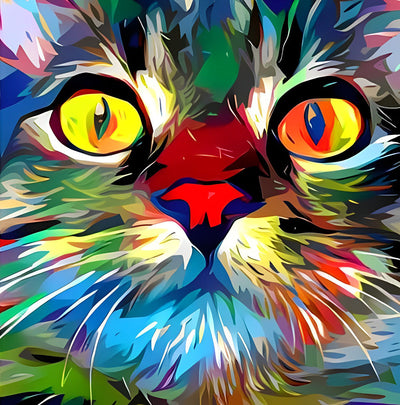 Chat à Poil Long Cyberpunk Broderie Diamant