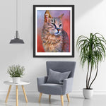 Chat à Poil Long Doré Broderie Diamant