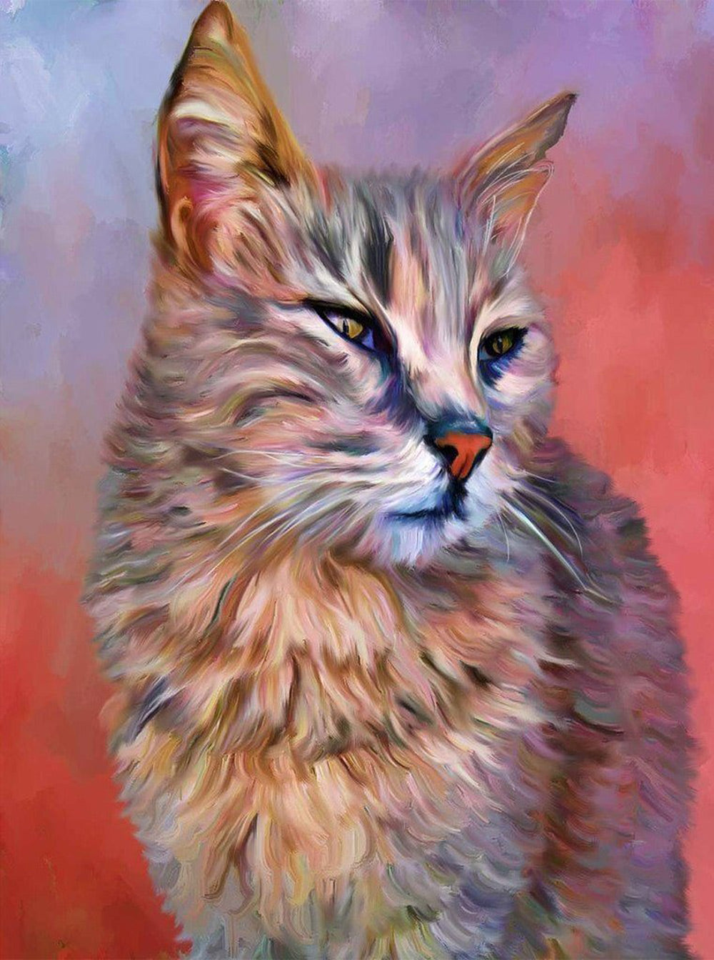 Chat à Poil Long Doré Broderie Diamant