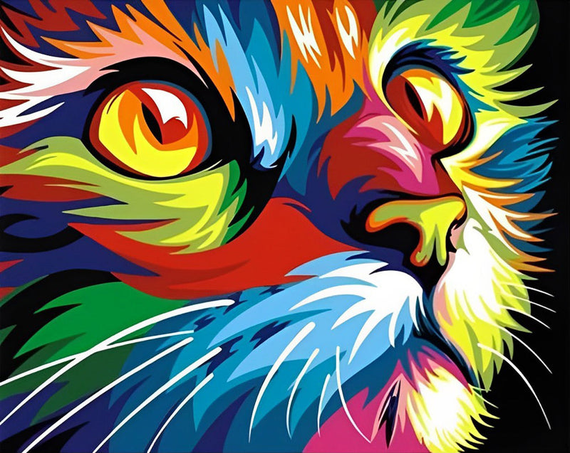 Chat aux Couleurs Arc-en-ciel Broderie Diamant