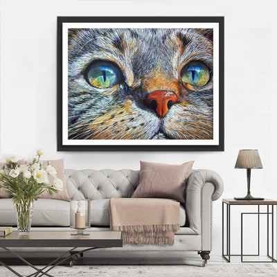 Chat aux Yeux Bleus Broderie Diamant