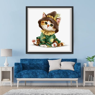 Chat avec un Chapeau Magique Broderie Diamant