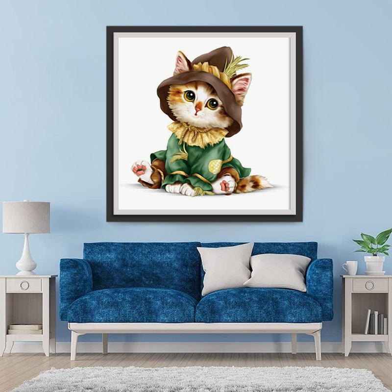 Chat avec un Chapeau Magique Broderie Diamant