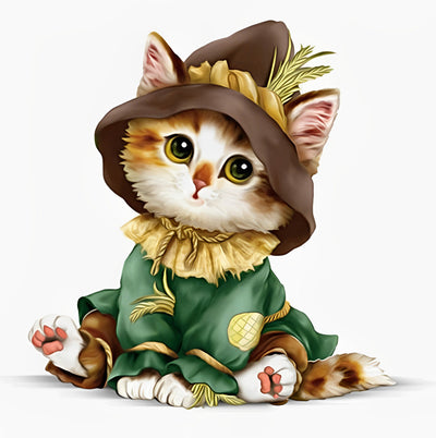 Chat avec un Chapeau Magique Broderie Diamant