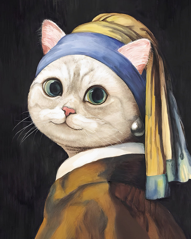 Chat Blanc avec des Boucles d&