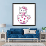 Chat Blanc Cartoon dans le Mug Broderie Diamant