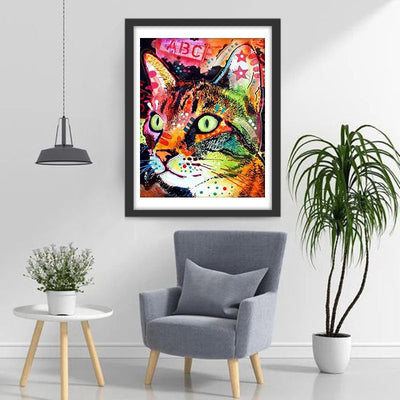Chat dans le Style des Aquarelles Broderie Diamant