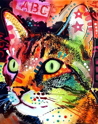 Chat dans le Style des Aquarelles Broderie Diamant