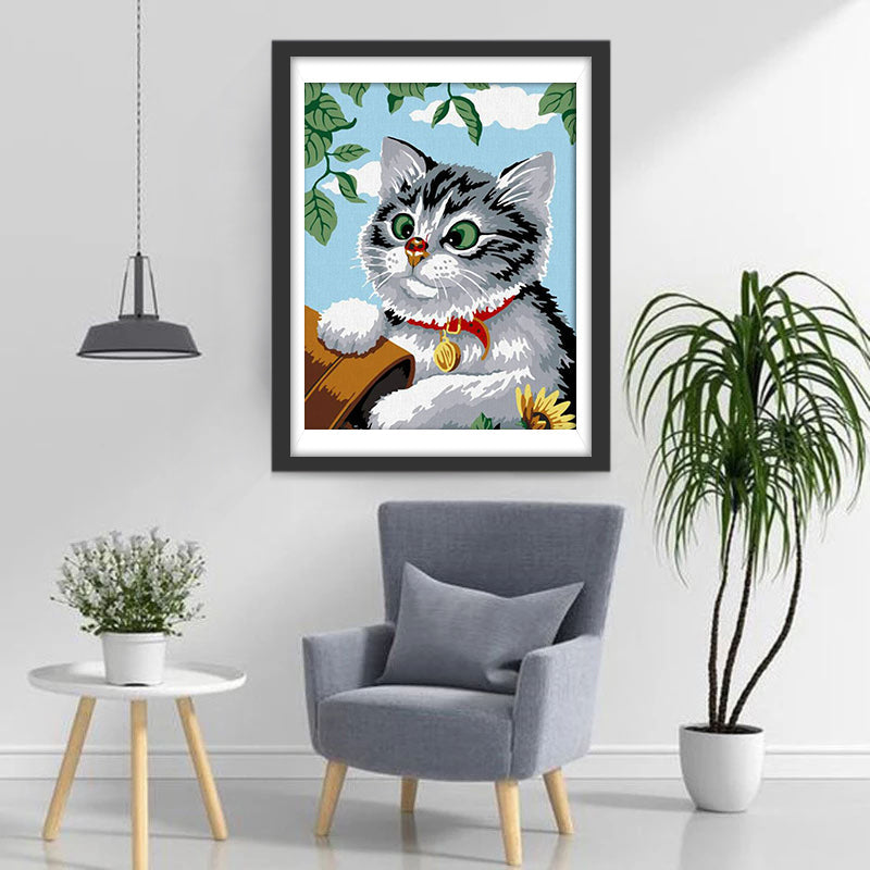 Chat de American Shorthair aux Yeux Strabisme Broderie Diamant