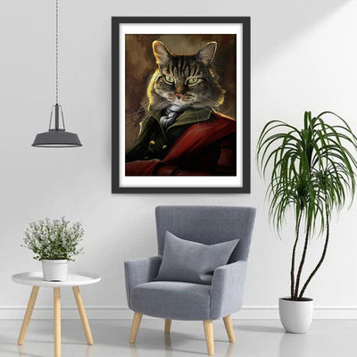 Chat Élégant en Manteau Broderie Diamant