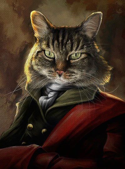 Chat Élégant en Manteau Broderie Diamant