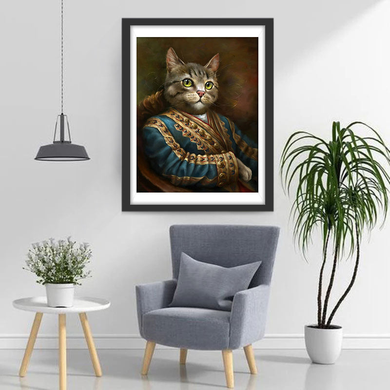 Chat en Tenue Élégante Broderie Diamant