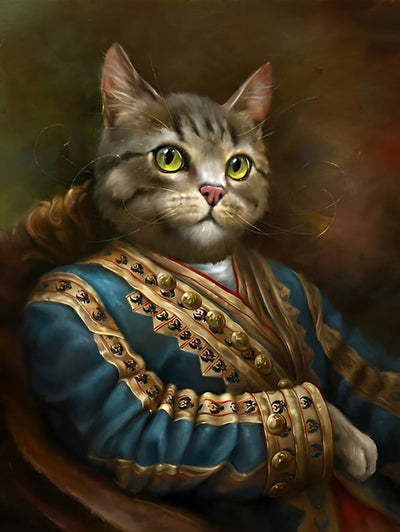 Chat en Tenue Élégante Broderie Diamant