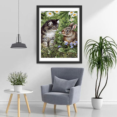 Chat et Lapin Broderie Diamant