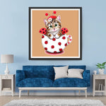 Chat et Mug de Coccinelle Broderie Diamant