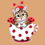 Chat et Mug de Coccinelle Broderie Diamant