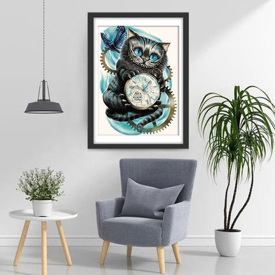 Chat Fantastique avec Montre de Poche Broderie Diamant