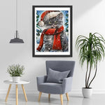Chat Gris de Noël Broderie Diamant