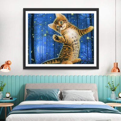 Chat-léopard dans la Forêt Scintillante Broderie Diamant