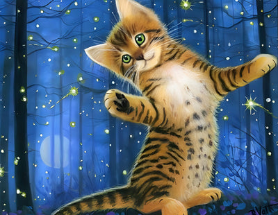 Chat-léopard dans la Forêt Scintillante Broderie Diamant