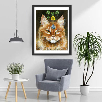 Chat Maine Coon Orange Broderie Diamant