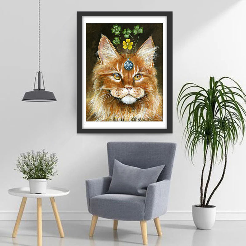 Chat Maine Coon Orange Broderie Diamant