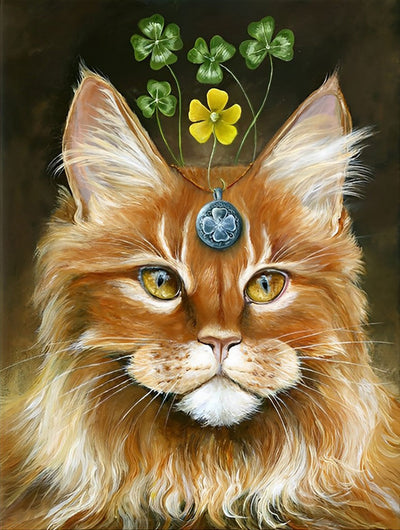 Chat Maine Coon Orange Broderie Diamant