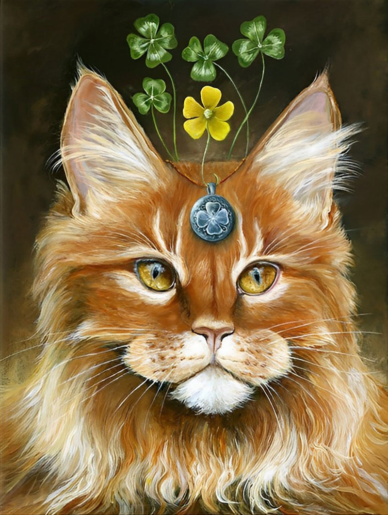 Chat Maine Coon Orange Broderie Diamant