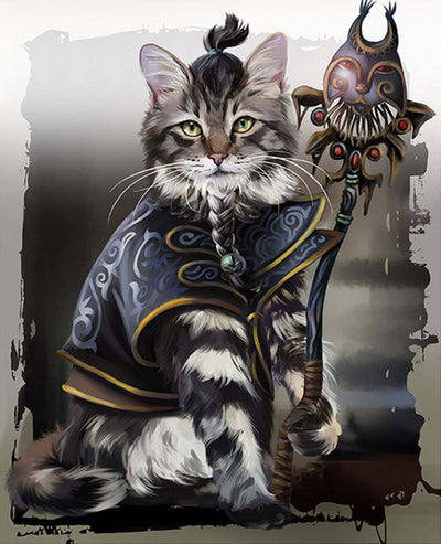Chat Maine Coon Sorcier Broderie Diamant