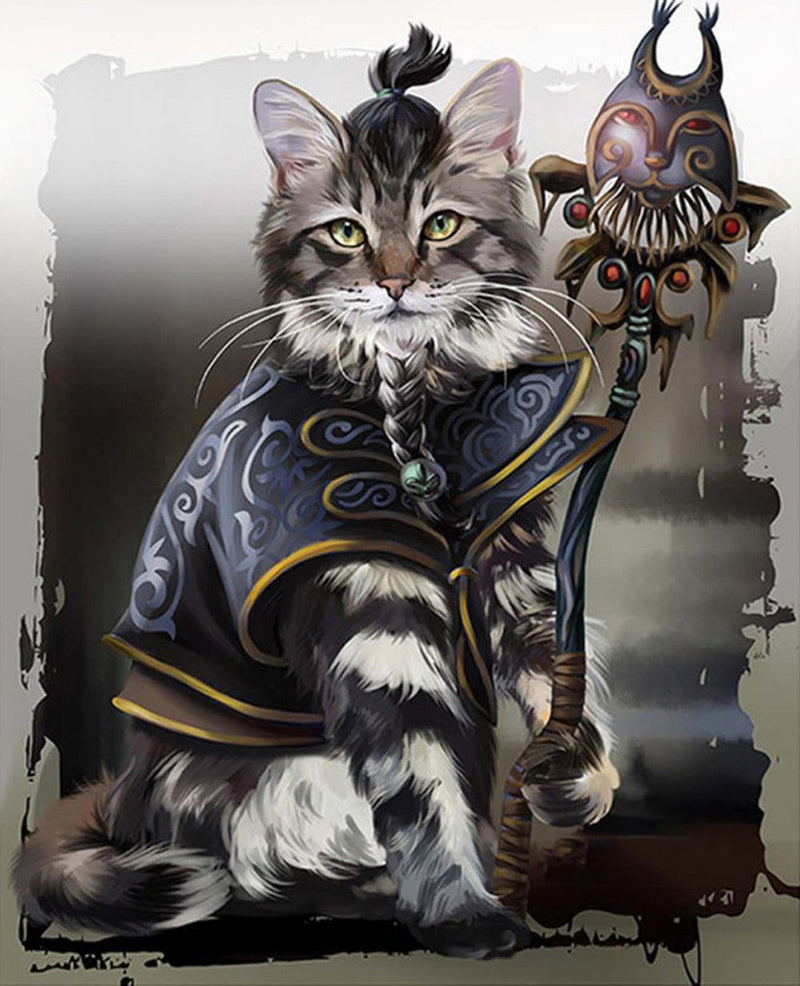 Chat Maine Coon Sorcier Broderie Diamant
